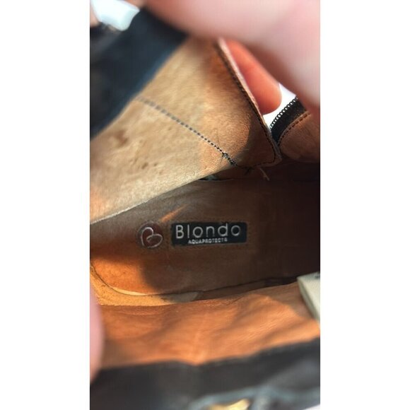 Blondo Women's Cheeta Print Acent Aqua protected Black Leather Booties Size 9 - Picture 7 of 13